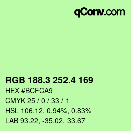 カラーコード: RGB 188.3 252.4 169 | qconv.com