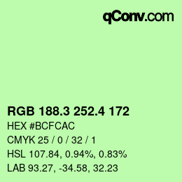 カラーコード: RGB 188.3 252.4 172 | qconv.com
