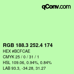 カラーコード: RGB 188.3 252.4 174 | qconv.com