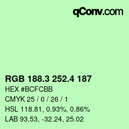カラーコード: RGB 188.3 252.4 187 | qconv.com