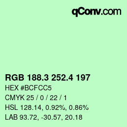 カラーコード: RGB 188.3 252.4 197 | qconv.com