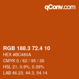 カラーコード: RGB 188.3 72.4 10 | qconv.com