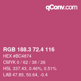 カラーコード: RGB 188.3 72.4 116 | qconv.com