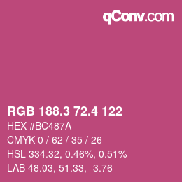 カラーコード: RGB 188.3 72.4 122 | qconv.com
