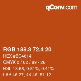 カラーコード: RGB 188.3 72.4 20 | qconv.com