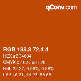 カラーコード: RGB 188.3 72.4 4 | qconv.com