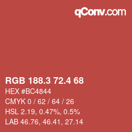 カラーコード: RGB 188.3 72.4 68 | qconv.com
