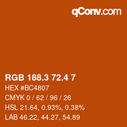 カラーコード: RGB 188.3 72.4 7 | qconv.com