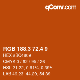 カラーコード: RGB 188.3 72.4 9 | qconv.com