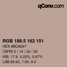 Color code: RGB 188.5 162 151 | qconv.com