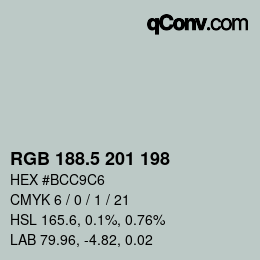 Color code: RGB 188.5 201 198 | qconv.com
