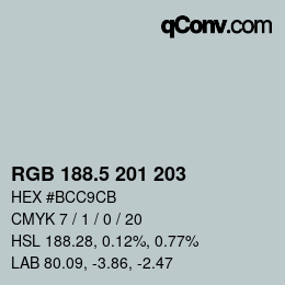 Color code: RGB 188.5 201 203 | qconv.com