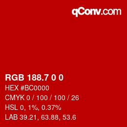カラーコード: RGB 188.7 0 0 | qconv.com