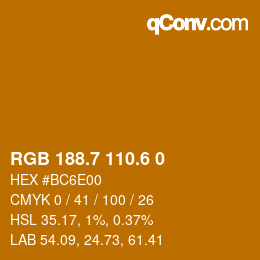 カラーコード: RGB 188.7 110.6 0 | qconv.com