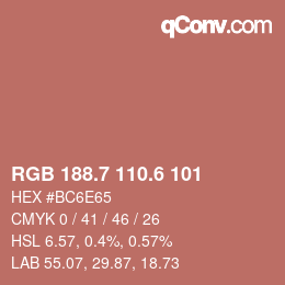 カラーコード: RGB 188.7 110.6 101 | qconv.com
