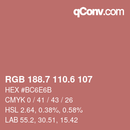 カラーコード: RGB 188.7 110.6 107 | qconv.com