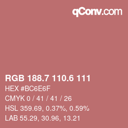 カラーコード: RGB 188.7 110.6 111 | qconv.com