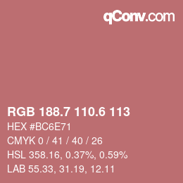 カラーコード: RGB 188.7 110.6 113 | qconv.com