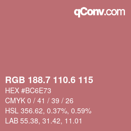 カラーコード: RGB 188.7 110.6 115 | qconv.com