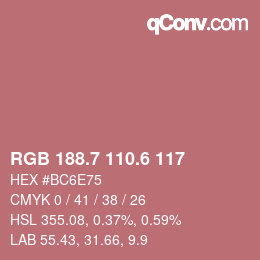 カラーコード: RGB 188.7 110.6 117 | qconv.com