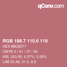 カラーコード: RGB 188.7 110.6 119 | qconv.com