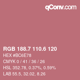 カラーコード: RGB 188.7 110.6 120 | qconv.com