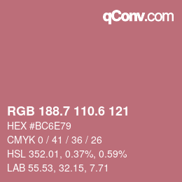 カラーコード: RGB 188.7 110.6 121 | qconv.com