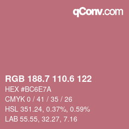 カラーコード: RGB 188.7 110.6 122 | qconv.com