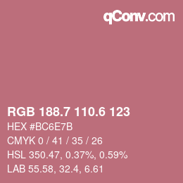 カラーコード: RGB 188.7 110.6 123 | qconv.com