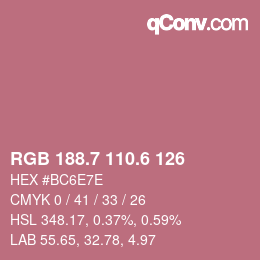 カラーコード: RGB 188.7 110.6 126 | qconv.com