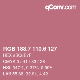 カラーコード: RGB 188.7 110.6 127 | qconv.com
