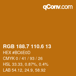 カラーコード: RGB 188.7 110.6 13 | qconv.com