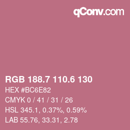 カラーコード: RGB 188.7 110.6 130 | qconv.com