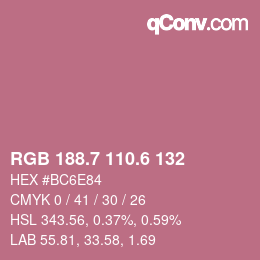 カラーコード: RGB 188.7 110.6 132 | qconv.com