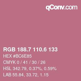 カラーコード: RGB 188.7 110.6 133 | qconv.com