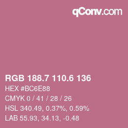 カラーコード: RGB 188.7 110.6 136 | qconv.com