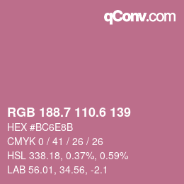 カラーコード: RGB 188.7 110.6 139 | qconv.com