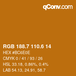 カラーコード: RGB 188.7 110.6 14 | qconv.com