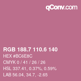 カラーコード: RGB 188.7 110.6 140 | qconv.com