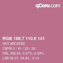 カラーコード: RGB 188.7 110.6 141 | qconv.com