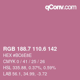 カラーコード: RGB 188.7 110.6 142 | qconv.com