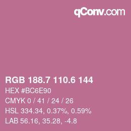 カラーコード: RGB 188.7 110.6 144 | qconv.com