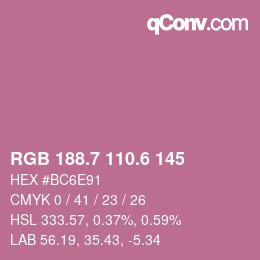 カラーコード: RGB 188.7 110.6 145 | qconv.com