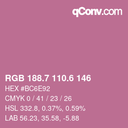 カラーコード: RGB 188.7 110.6 146 | qconv.com