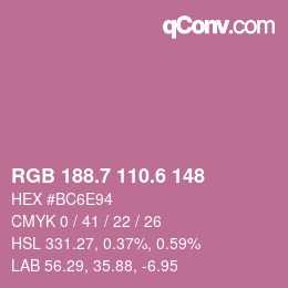 カラーコード: RGB 188.7 110.6 148 | qconv.com