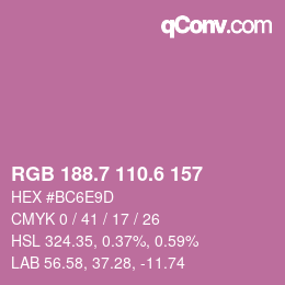 カラーコード: RGB 188.7 110.6 157 | qconv.com