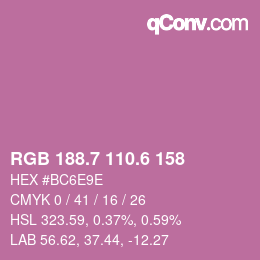 カラーコード: RGB 188.7 110.6 158 | qconv.com