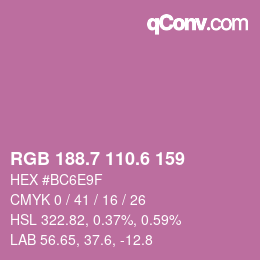 カラーコード: RGB 188.7 110.6 159 | qconv.com