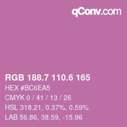 カラーコード: RGB 188.7 110.6 165 | qconv.com