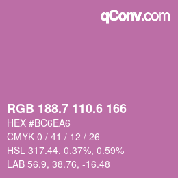 カラーコード: RGB 188.7 110.6 166 | qconv.com